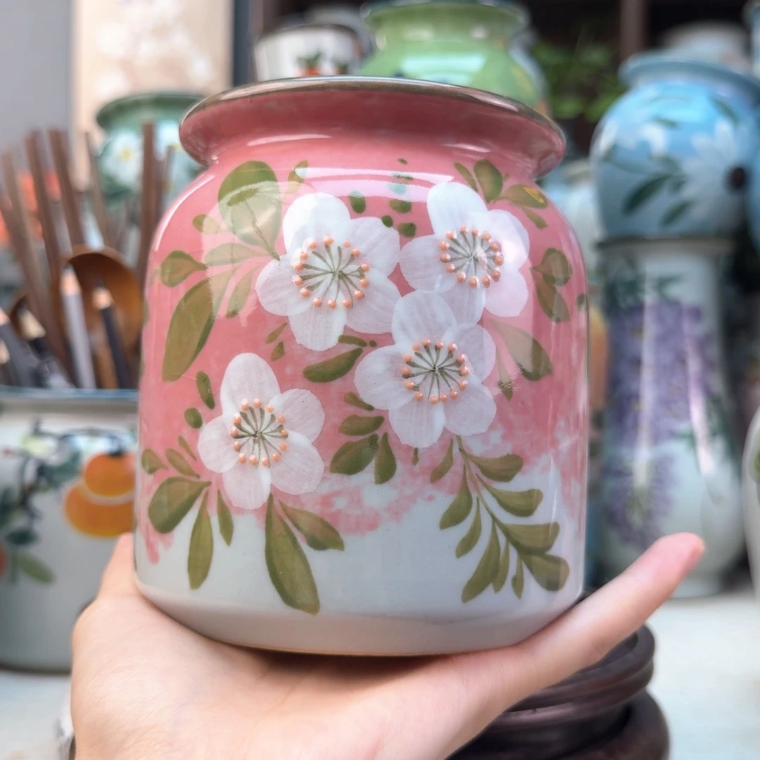 景德镇陶瓷手绘花瓶无孔