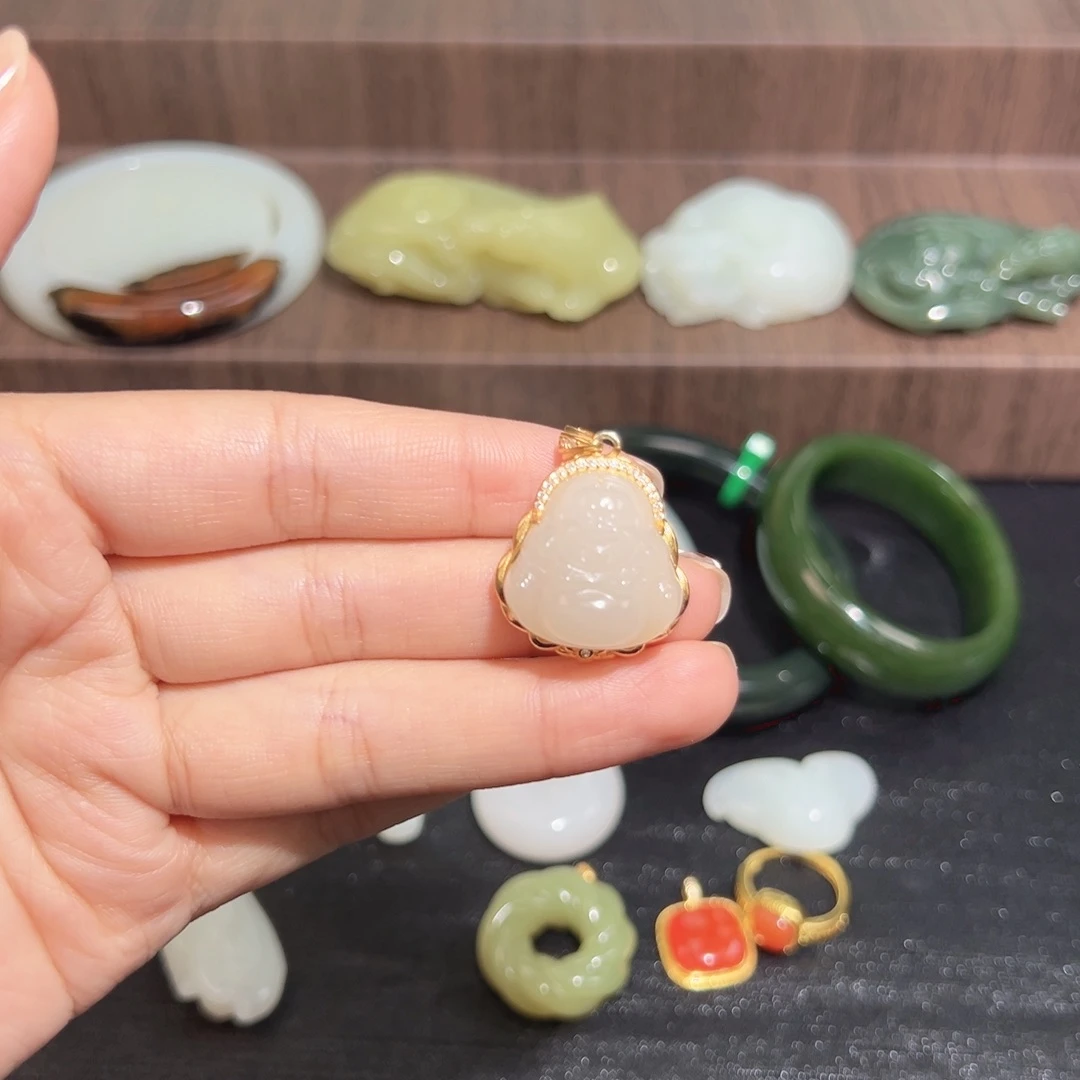 和田玉银S925镶嵌颈饰