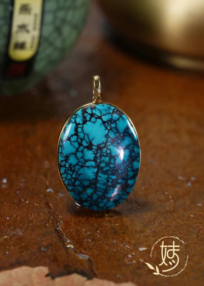 【婧婧精选】精品 · 乌兰花 绿松大蛋面18K金网花吊坠 多样性发