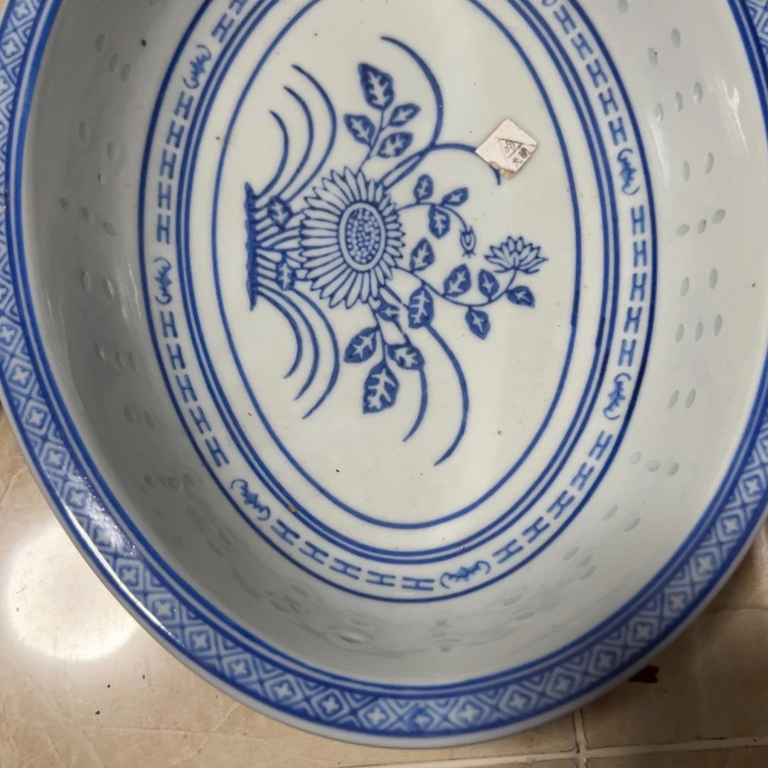 过***客盘子景德镇陶瓷青花玲珑盘