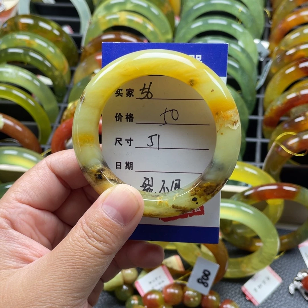 未镶嵌蛇纹石玉手镯有裂手镯特价不退不换
