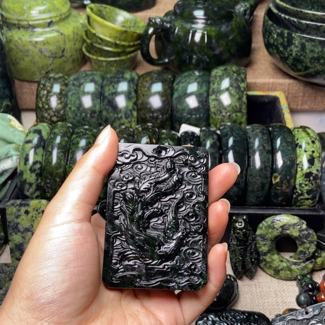 海***诺蛇纹石玉未镶嵌药王石项链