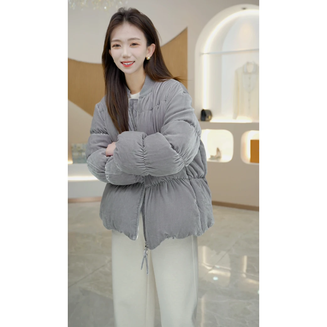 R H 【真丝丝绒】2024秋冬时尚加厚夹克款白鹅绒保暖羽绒服M1W620