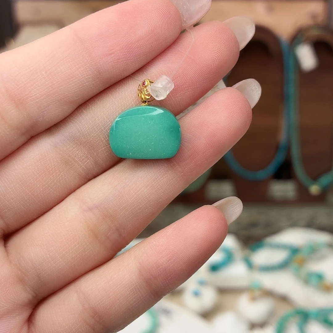 绿松石18K金镶嵌吊坠(不含链)