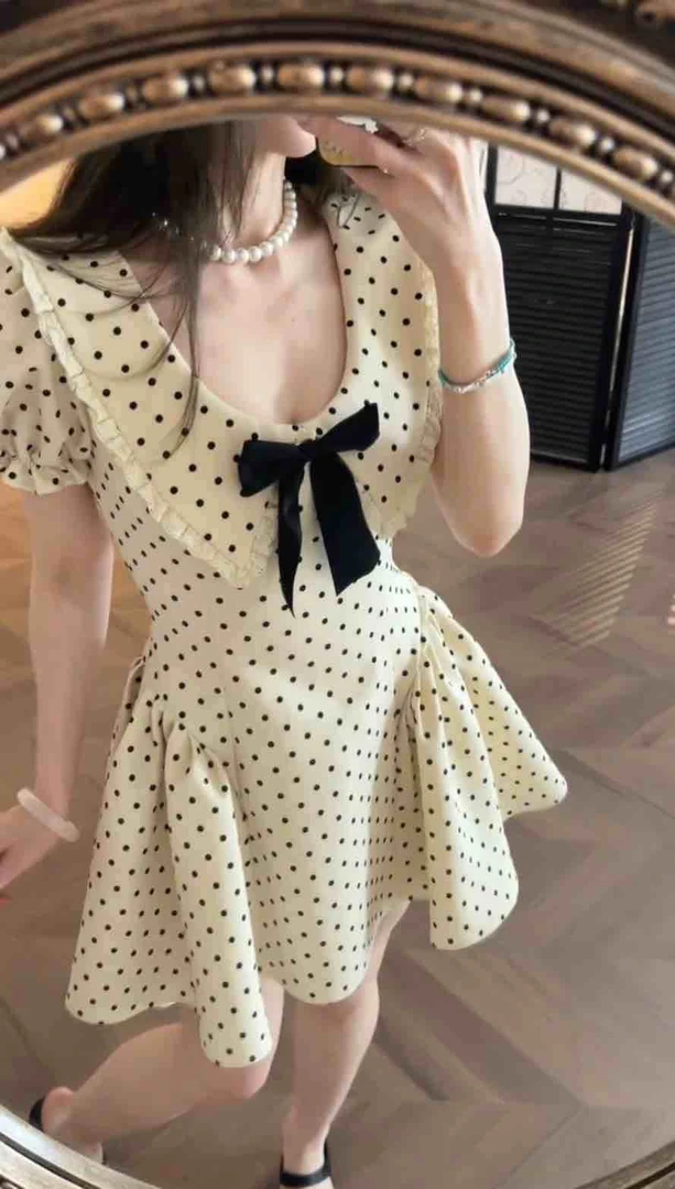 【海南简爱】波点收腰高级感短裙夏季新款连衣裙3430