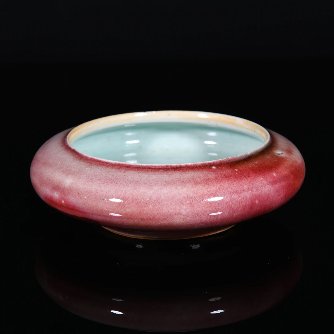 86.清 郎红釉镗锣洗