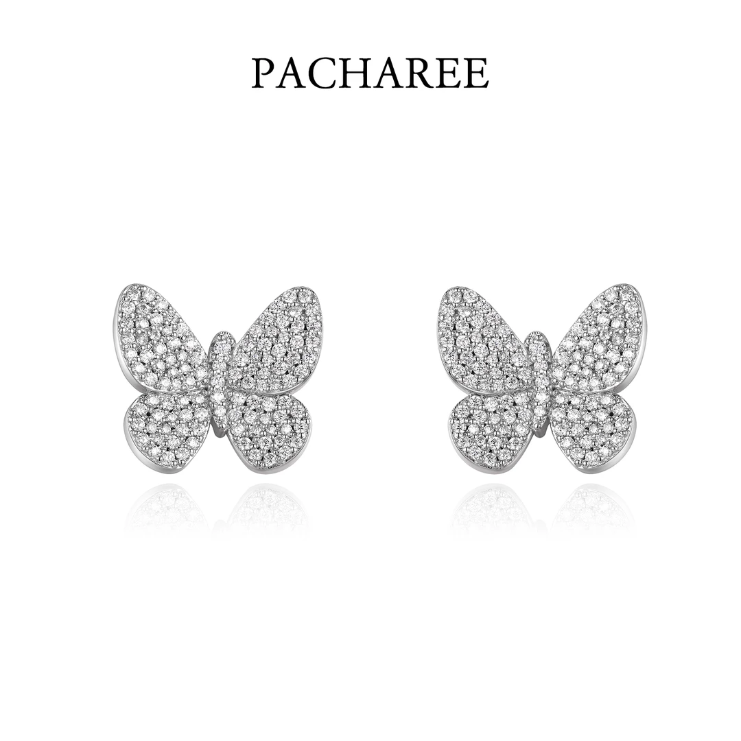 合金仿水晶耳饰 璀璨蝴蝶系列蝴蝶镶钻耳钉500063X