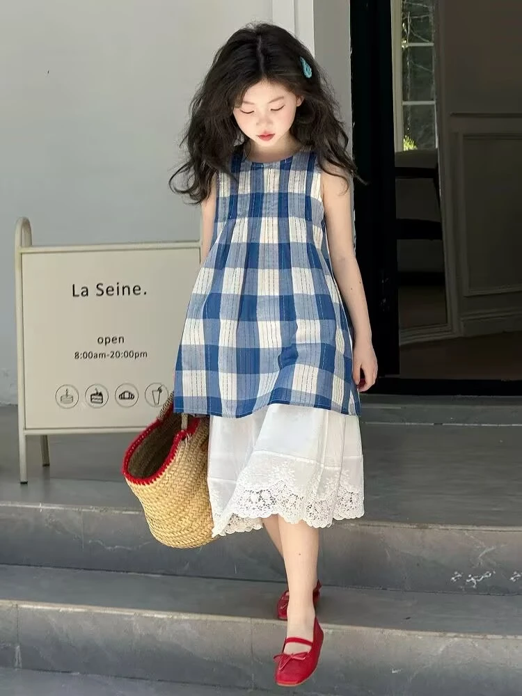 女童套装夏款2025新款洋气童装小女孩夏季背心半身裙儿童两件套薄