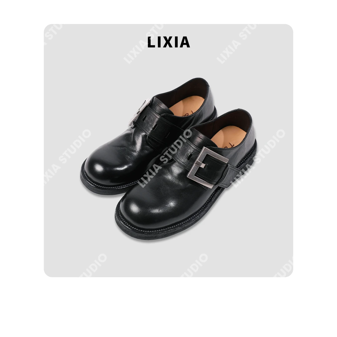 LIXIA【马皮潮】时髦英伦风高定马皮重工高奢手工乐福鞋-D8930