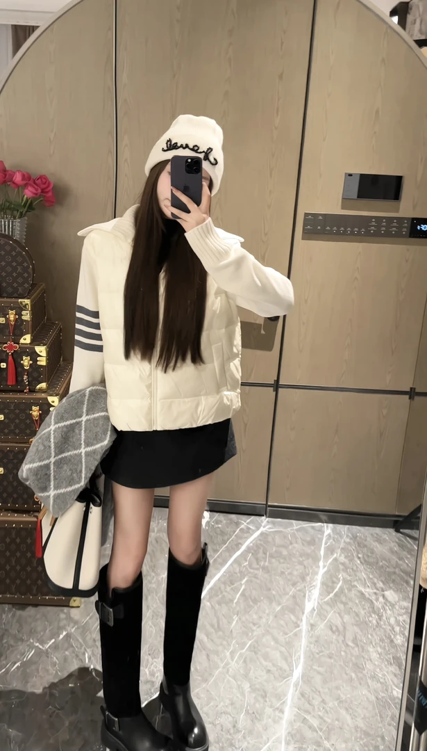 【翻领羽绒服】气质百搭针织翻领羽绒服外套