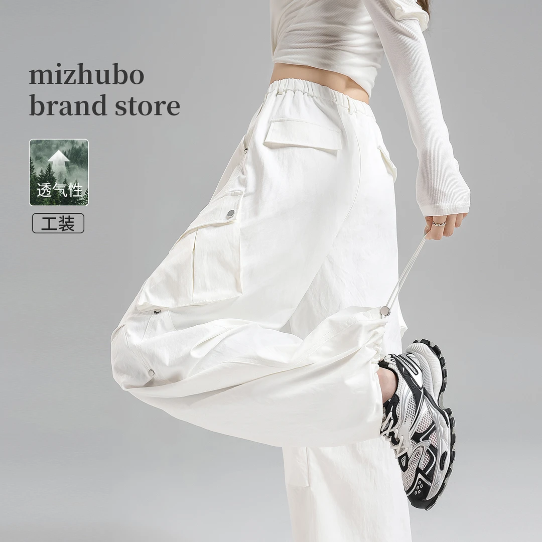 美式白色工装裤女款2025新款秋季巨好看酷飒风休闲宽松阔腿长裤子