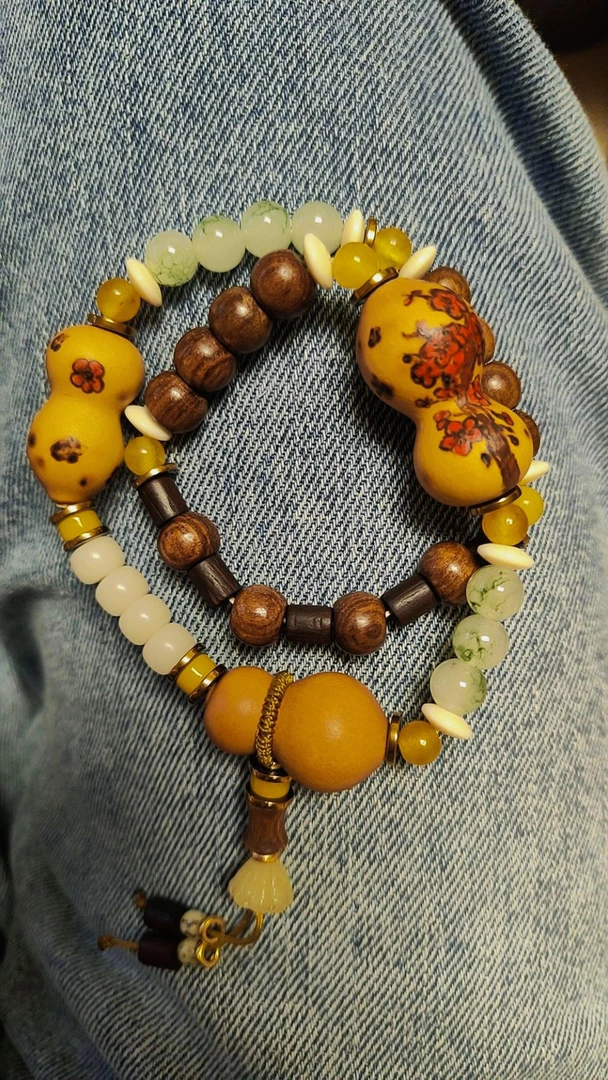 天然葫芦烙画随行手串手持葫芦福禄文玩葫芦文玩手串天然木