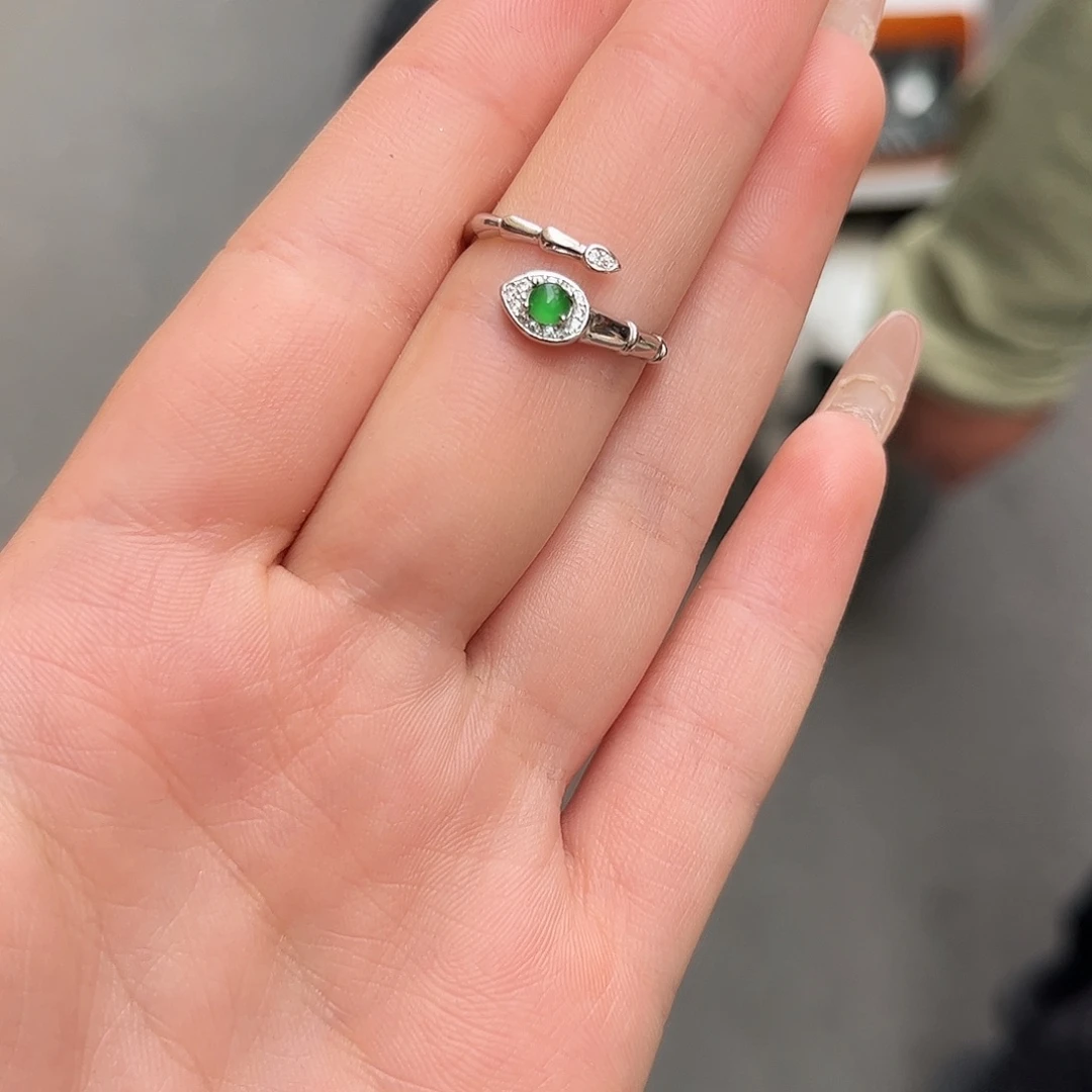 思***思翡翠银S925镶嵌戒指不退不换
