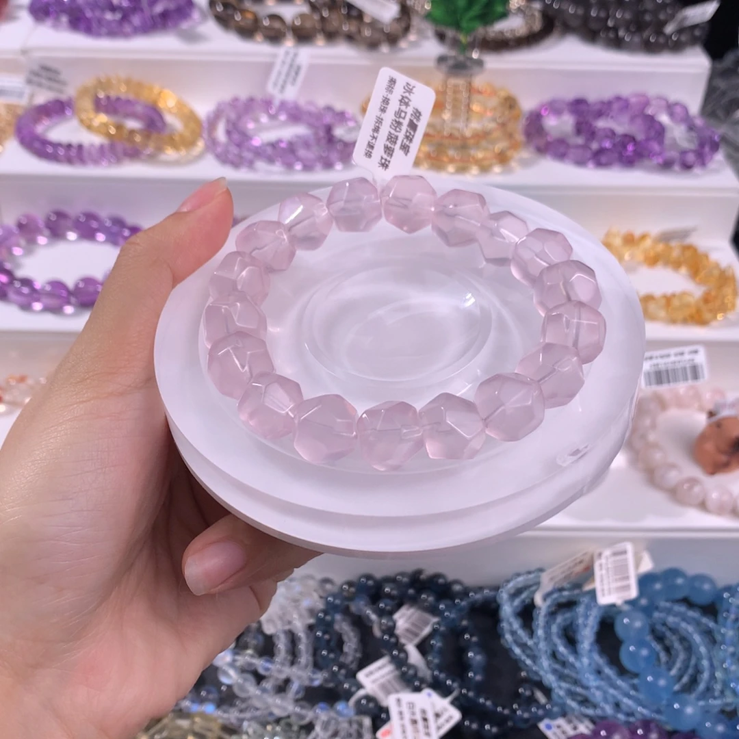 水晶未镶嵌手串净体马粉菠萝珠13mm