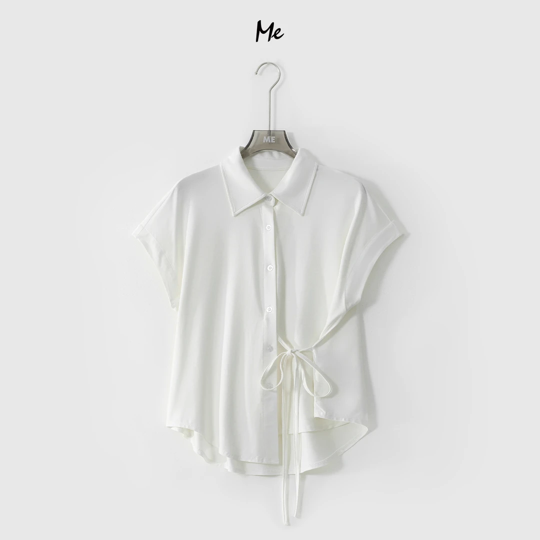 ME【老钱系带坎肩】超柔冰垂收腰显瘦舒适时尚百搭休闲衬衫MESS4876