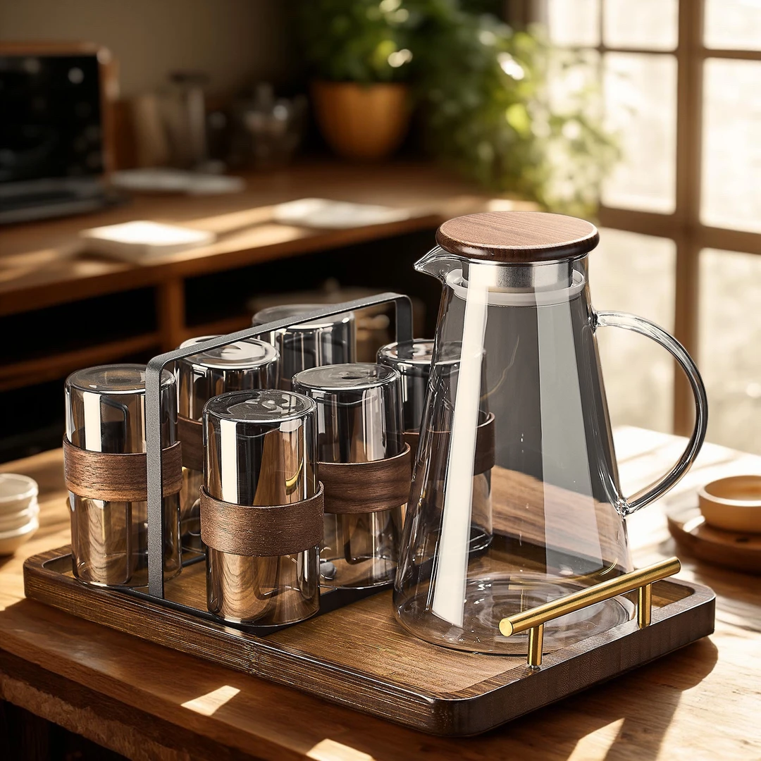 新中式耐高温玻璃喝水杯子套装家用客厅待客轻奢感泡茶具水壶