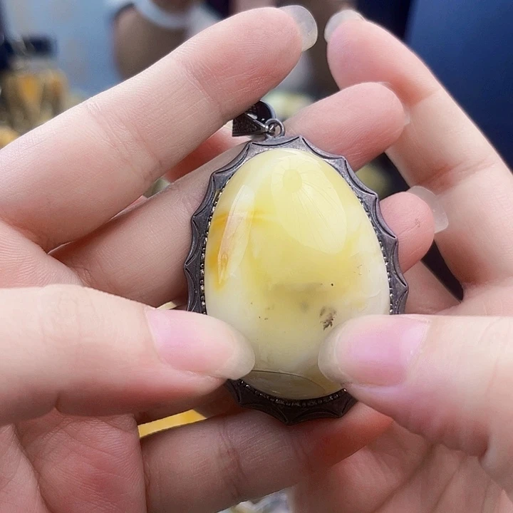 裸石琥珀银S925镶嵌