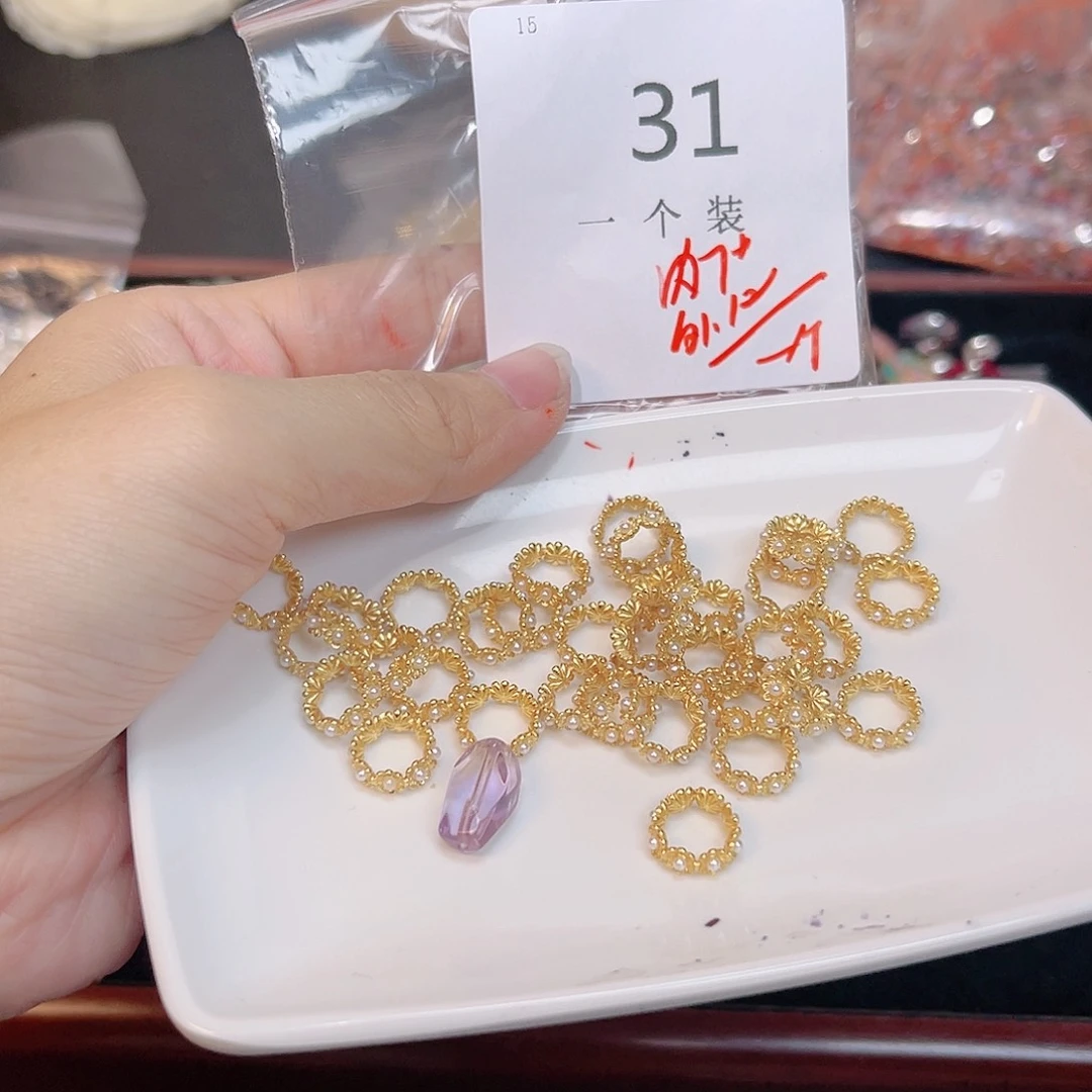 水晶珠宝半成品银S925镀金镶嵌31