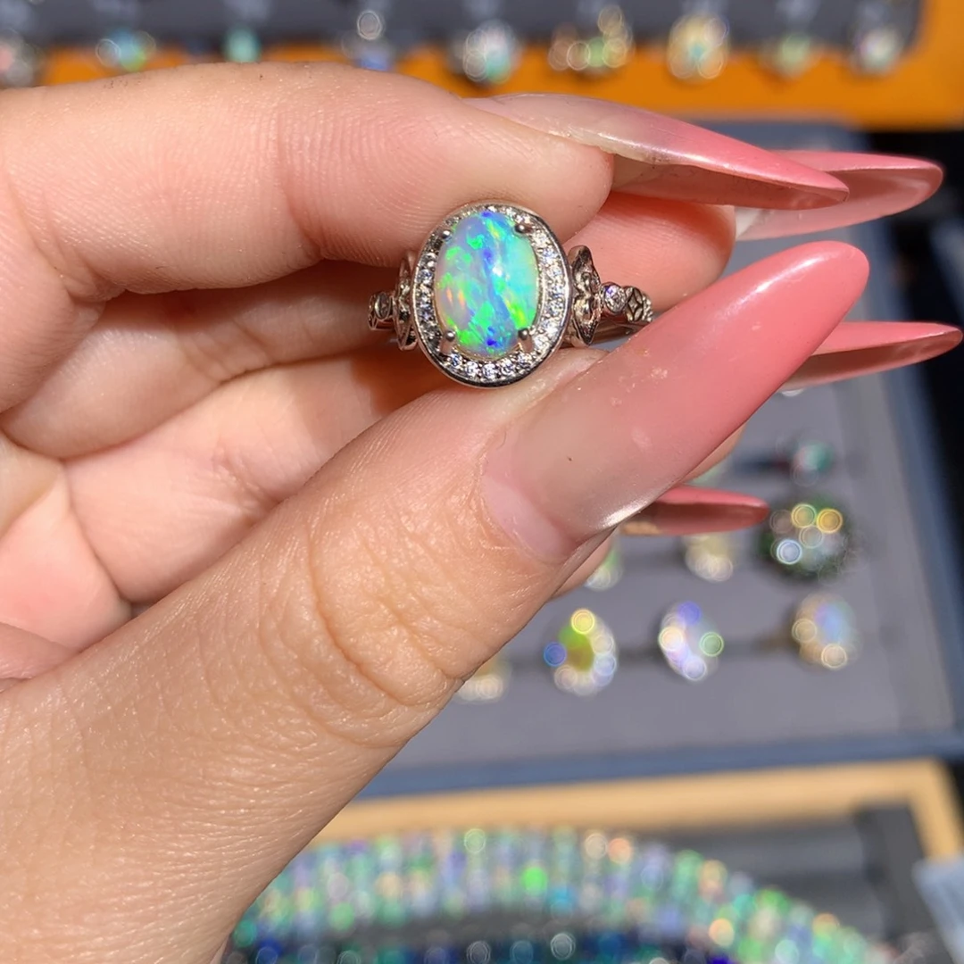 银S925镶嵌欧泊澳洲欧泊戒指l