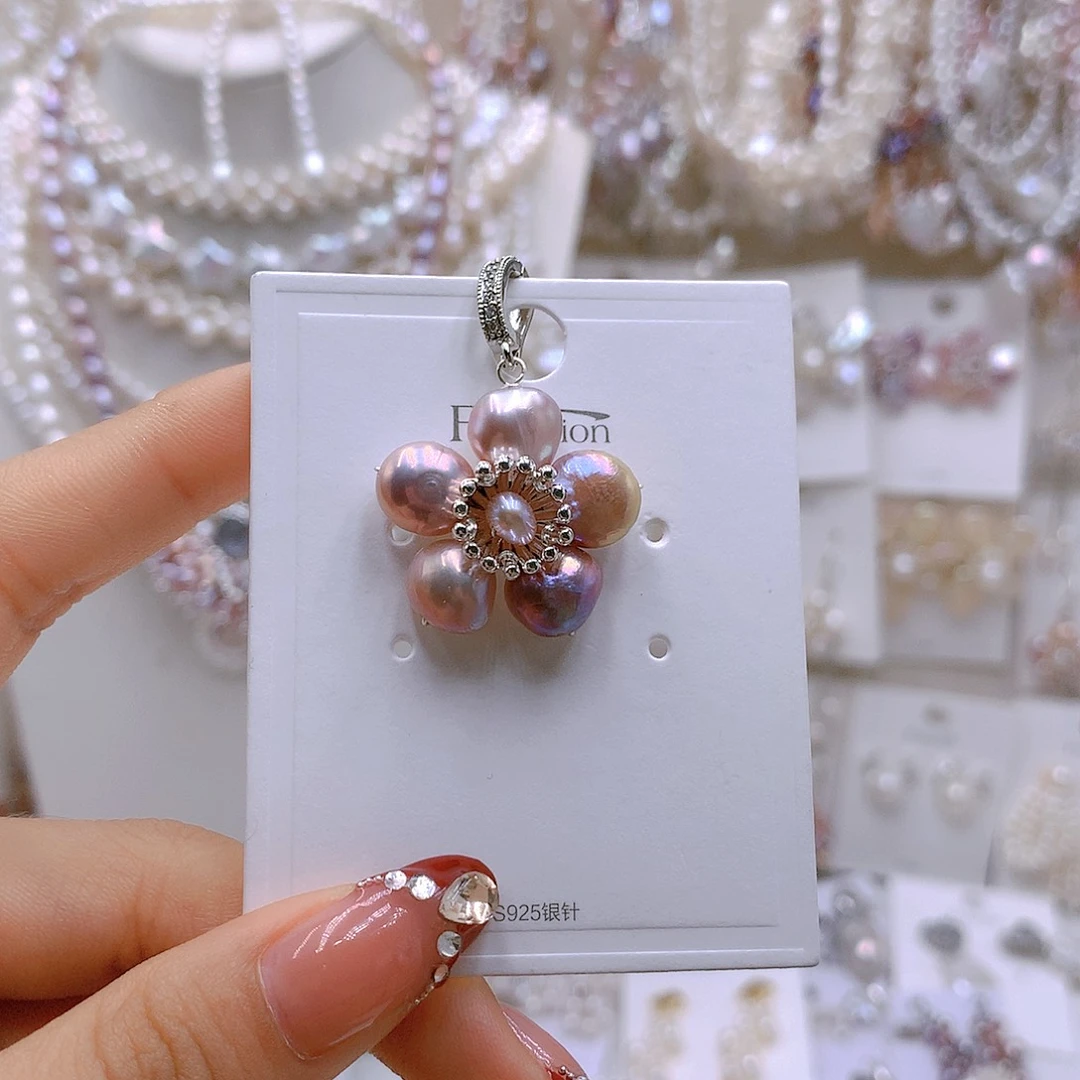 银S925镶嵌耳饰淡水珍珠