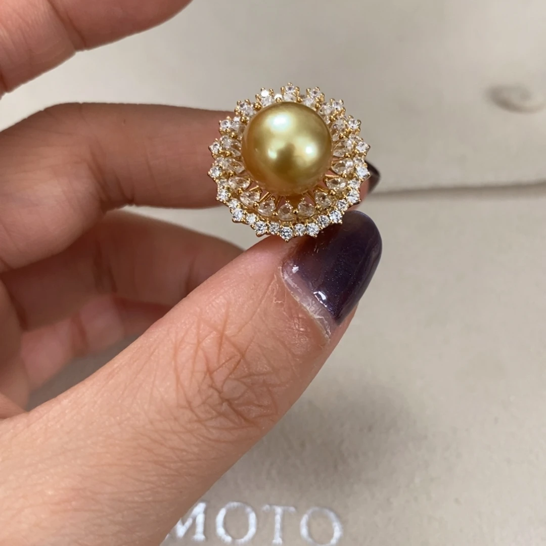 戒圈银S925镶嵌海水珍珠