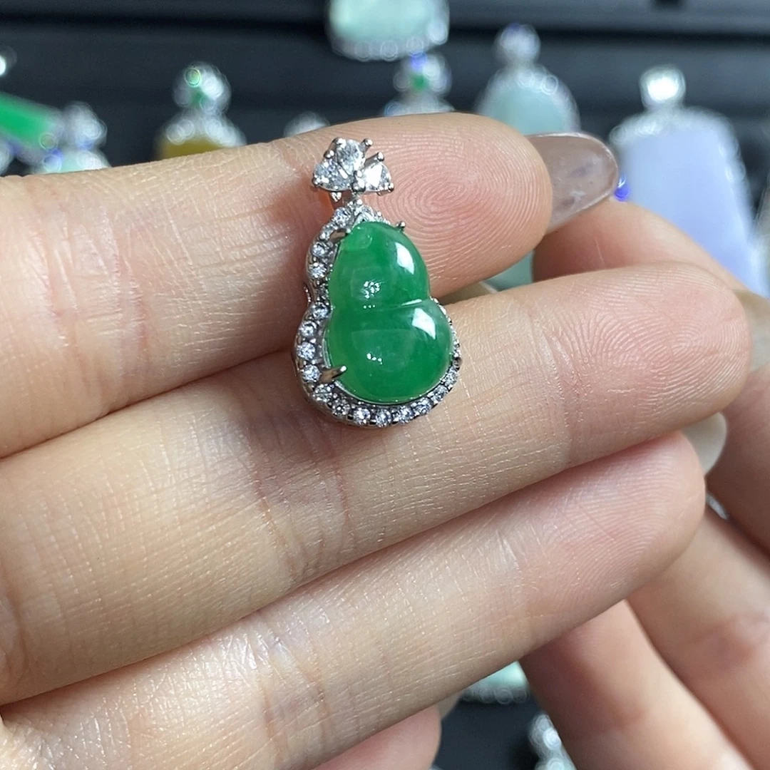 翡翠银S925镶嵌颈饰天然翡翠