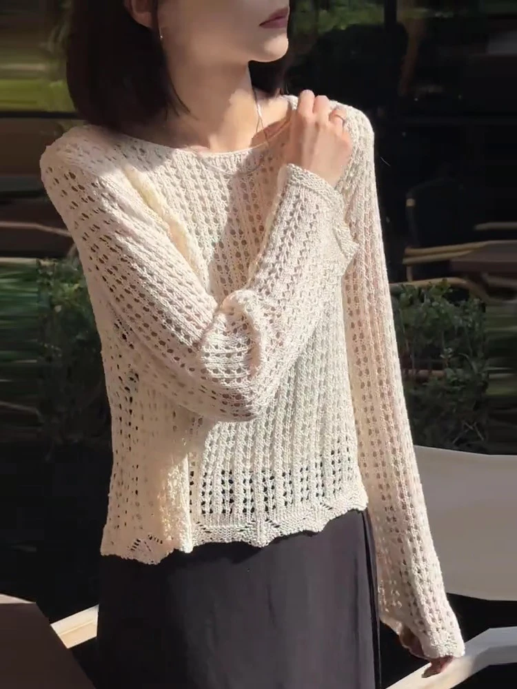 设计感小众镂空防晒针织罩衫女春夏秋款洋气减龄宽松显瘦法式上衣