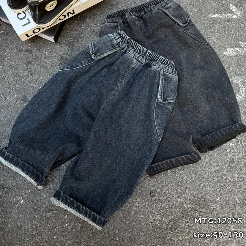 6G09。12058冬季抓毛牛仔裤童装
