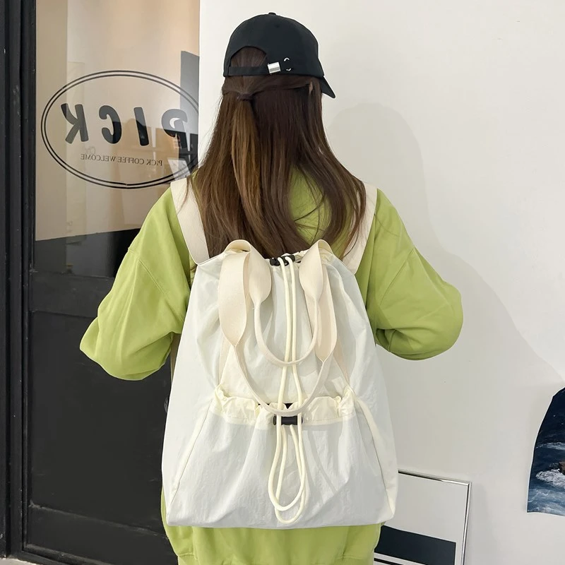 运动健身抽绳瑜伽双肩包男女同款多功能防水轻便尼龙单肩包登山包