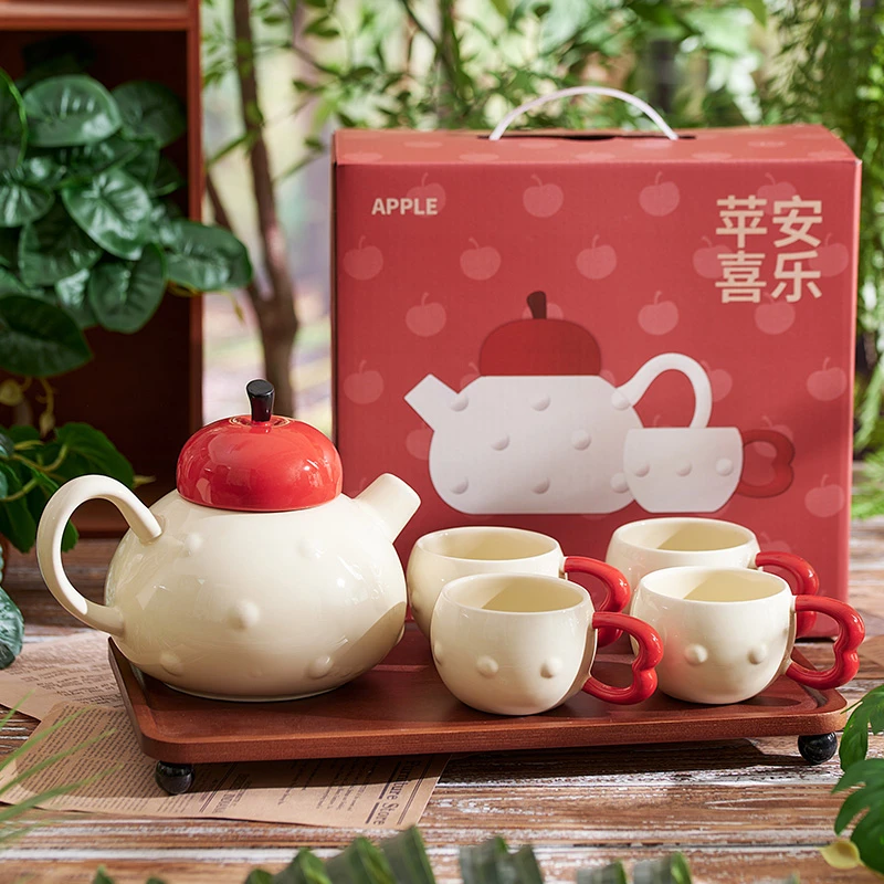 茶具套装2025新款家用客厅陶瓷花茶壶乔迁简约伴手礼茶杯简约