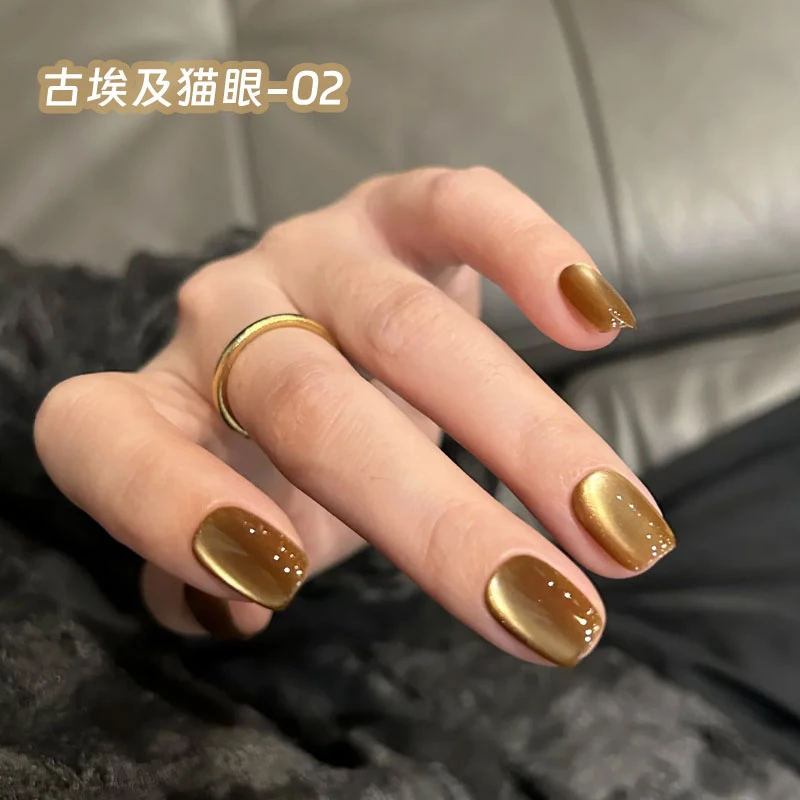 网红爆款棕色猫眼指甲油胶秋冬新款显白金光玻璃珠02