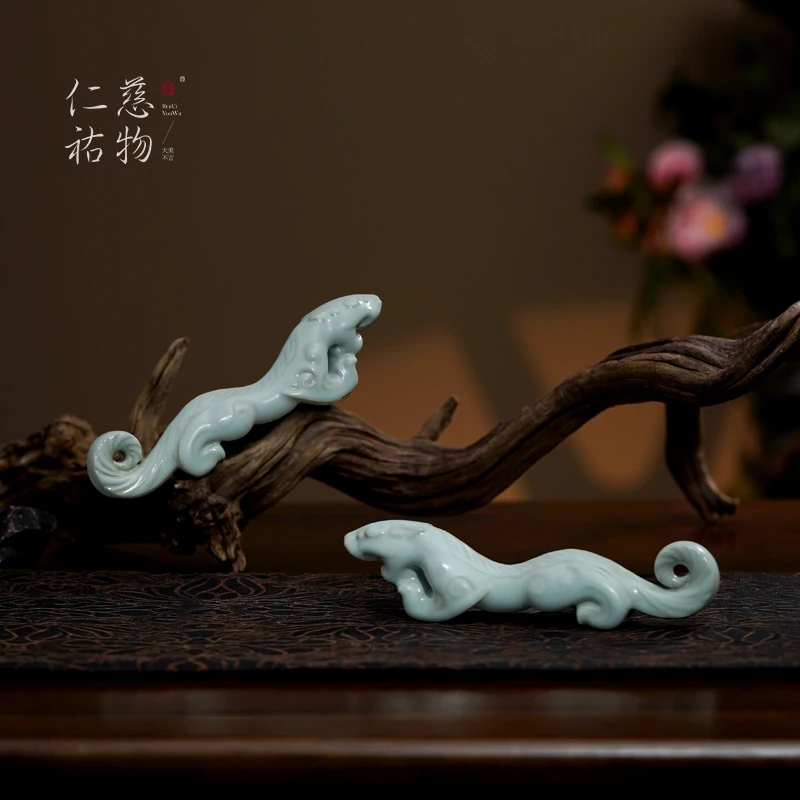 汝窑虎符摆件陶瓷礼品送领导客户长辈朋友客厅书房桌面装饰礼物