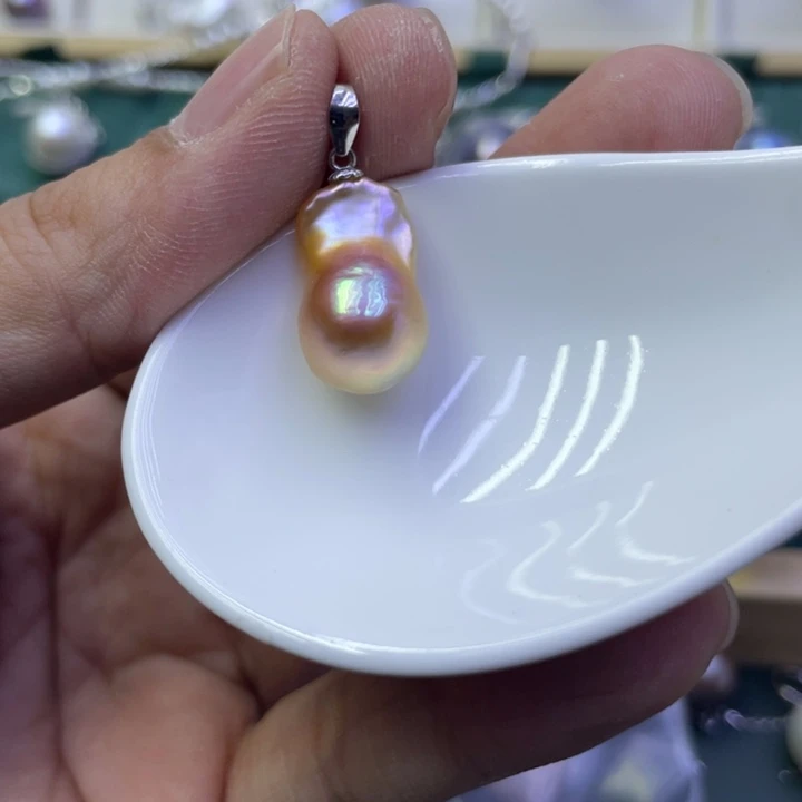 淡水珍珠吊坠(不含链)银S925镶嵌