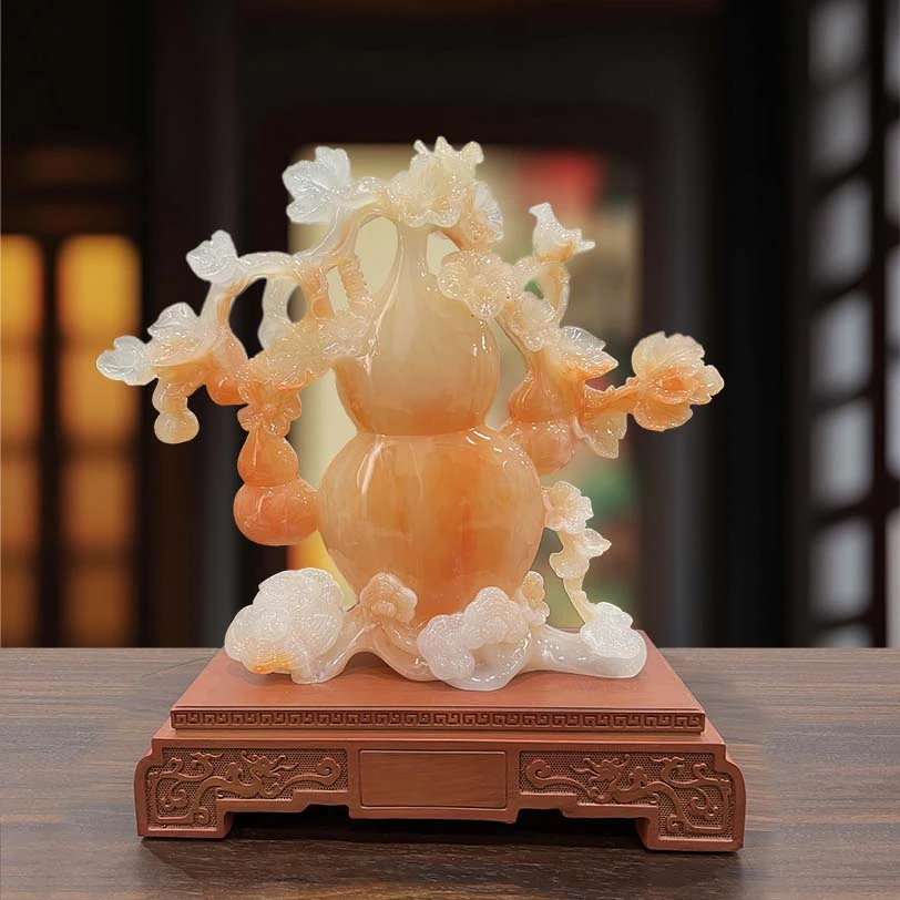14寸红花冰多子多福葫芦摆件-32*13*33cm约3kg-YX