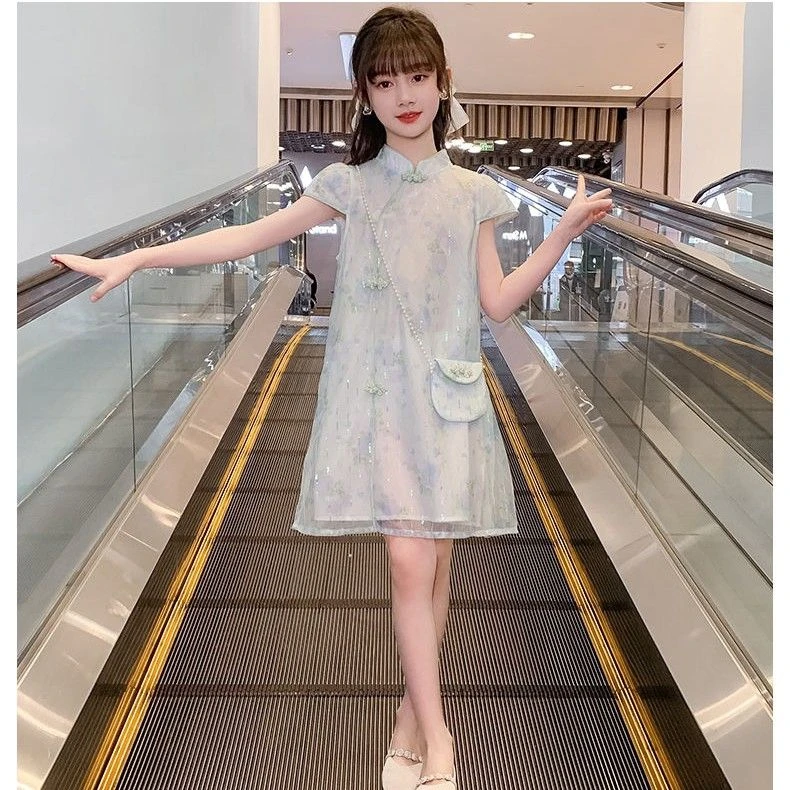 女童旗袍晚礼服2024新款夏季公主裙儿童连衣裙国潮钢琴演奏演出服