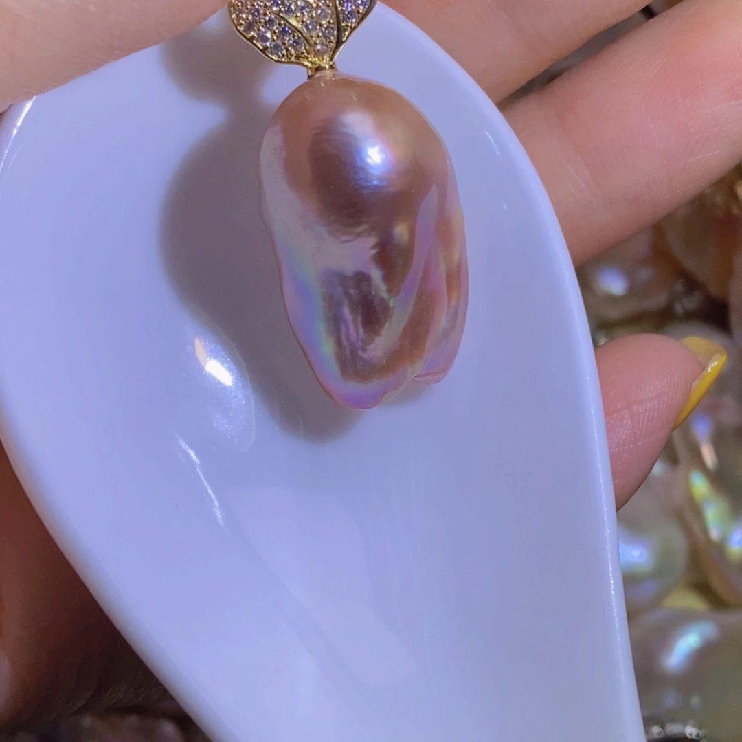 银S925镶嵌淡水珍珠天然淡水珍珠无染色无优化