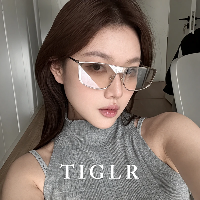 帝格勒复古老钱风金属框墨镜女款高级感一体式平面太阳镜防紫外线