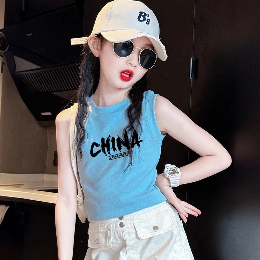 女童背心外穿夏季2025薄款打底夏装短款吊带夏天儿童洋气无袖上衣