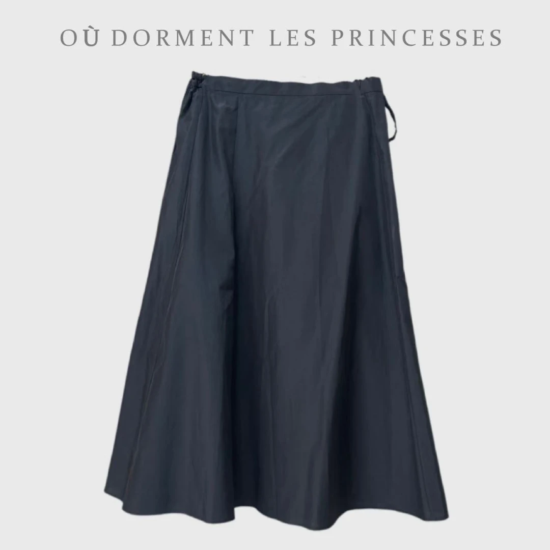 Fen姐|【听海】时尚百搭丝绵松紧腰大裙摆腰系绳半身裙7967