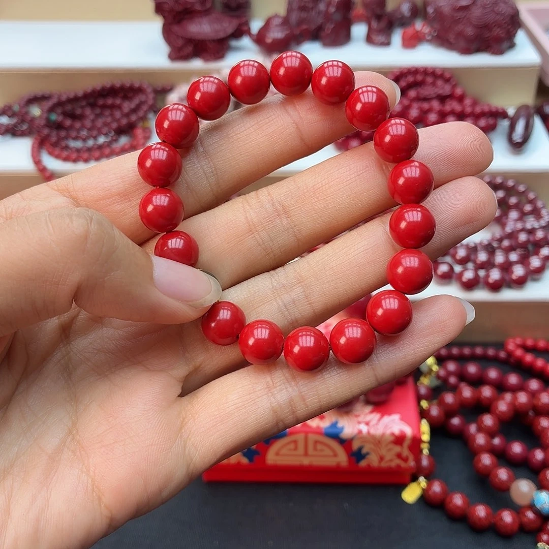 天然辰砂帝王砂莲花10mm