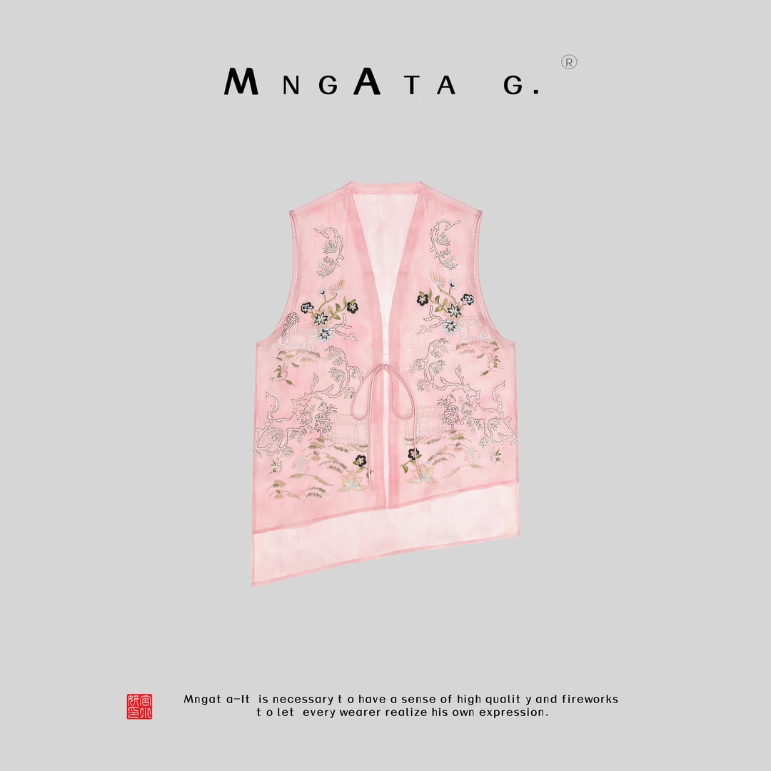 MNGATA G.宫小妍 【染香纱】夏日新中式中国风真丝坎肩马甲4041403