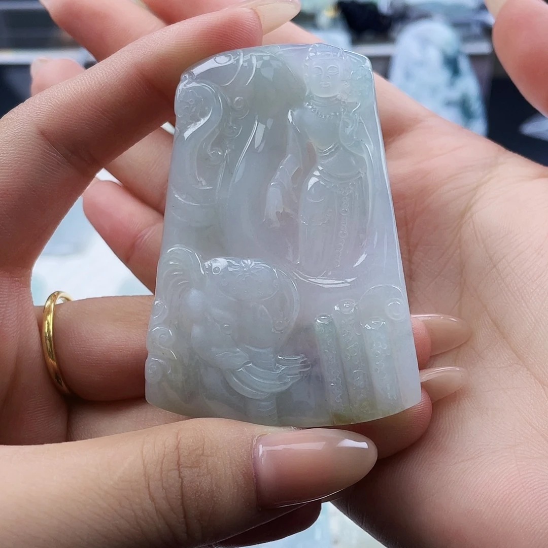 翡翠未镶嵌颈饰天然翡翠普贤菩萨