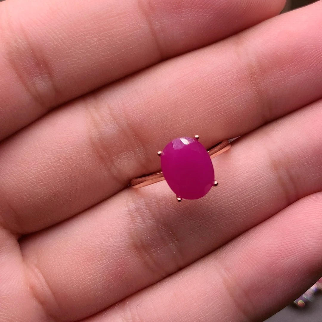 红宝石戒指银S925镶嵌