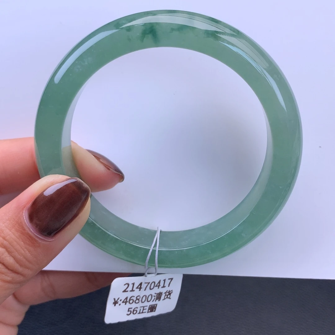 翡翠手镯未镶嵌冰晴绿飘花手镯