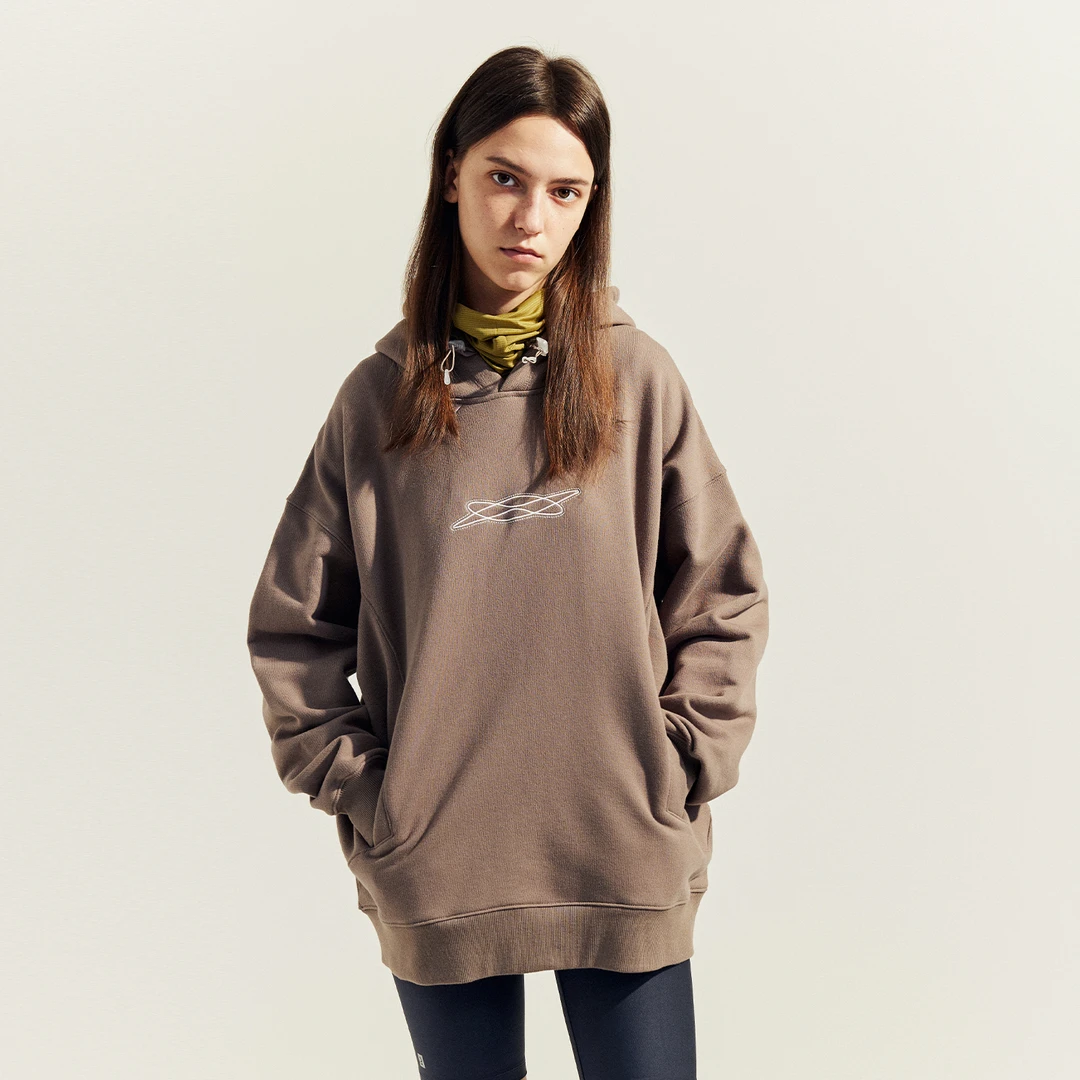 io by norybrand 城市通勤简约廓形logo刺绣工艺情侣抽绳连帽卫衣