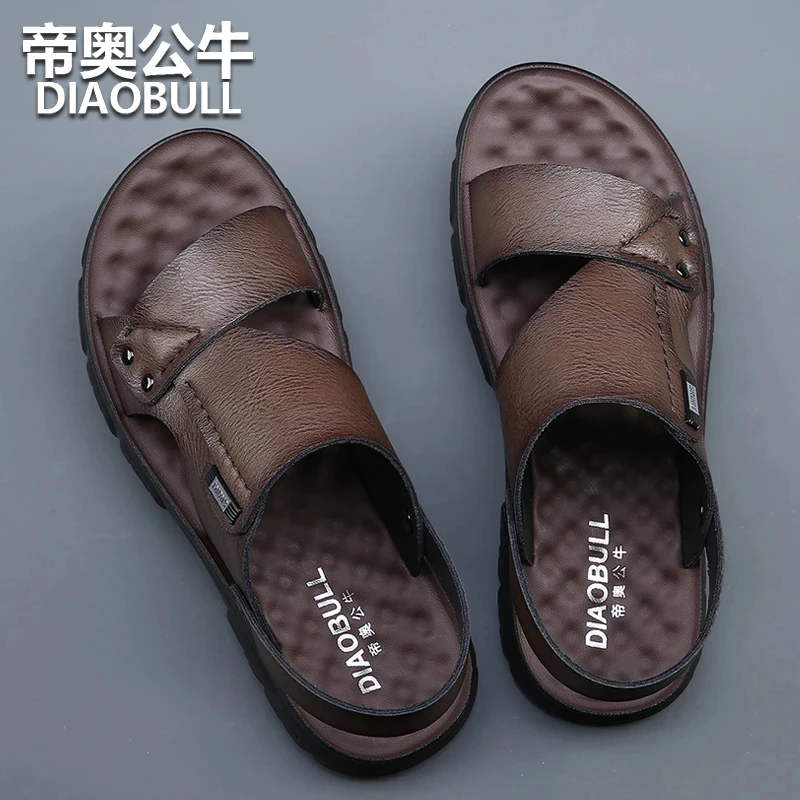 【软底软面】2025夏季凉鞋男士真皮商务休闲透气男外穿防水沙滩鞋