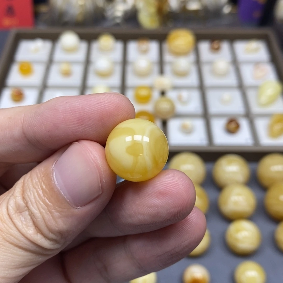 琥珀未镶嵌珠宝奇石16圆珠