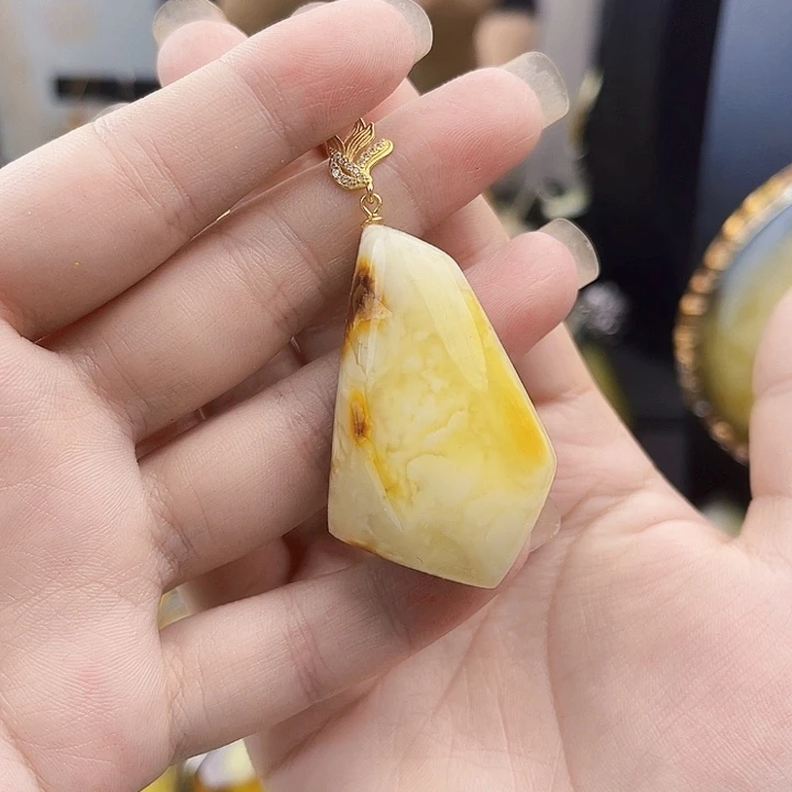 银S925镶嵌琥珀裸石