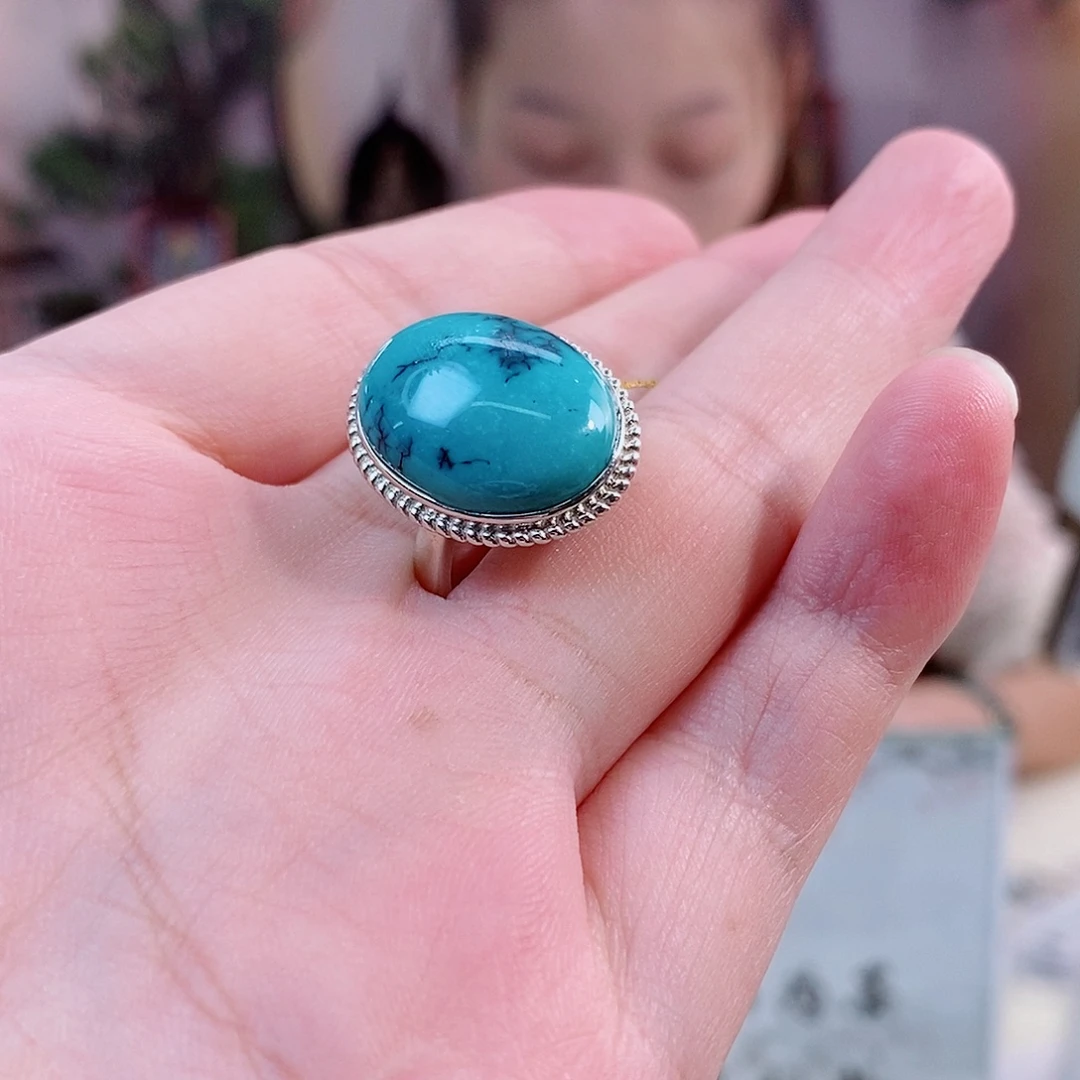 银S925镶嵌绿松石珠宝奇石