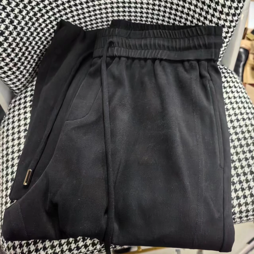 【南油玲姐】黑色系带新款休闲裤39923